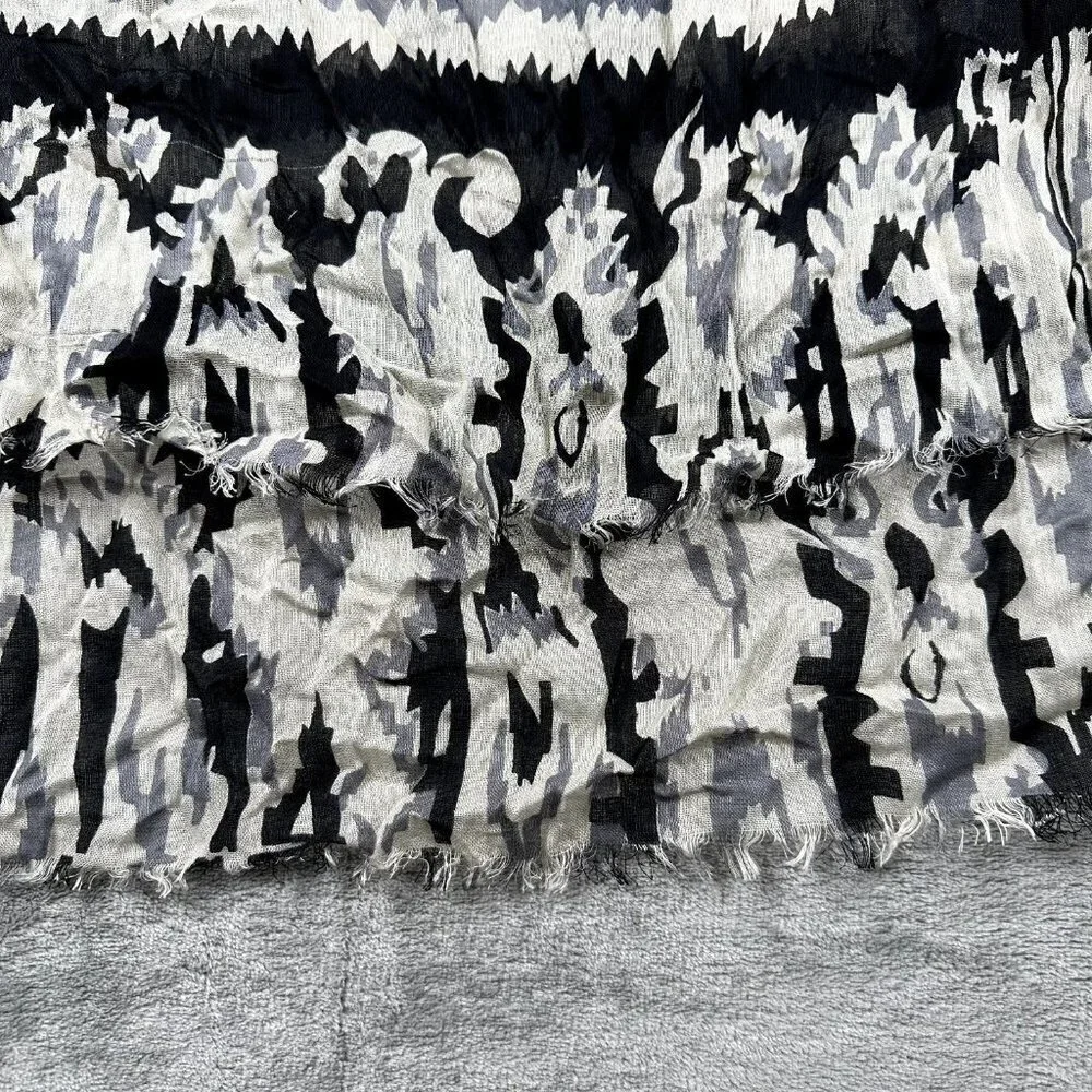 Bindya New York Scarf / Shawl / Wrap Floral Black Raw Hem GORGEOUS India
